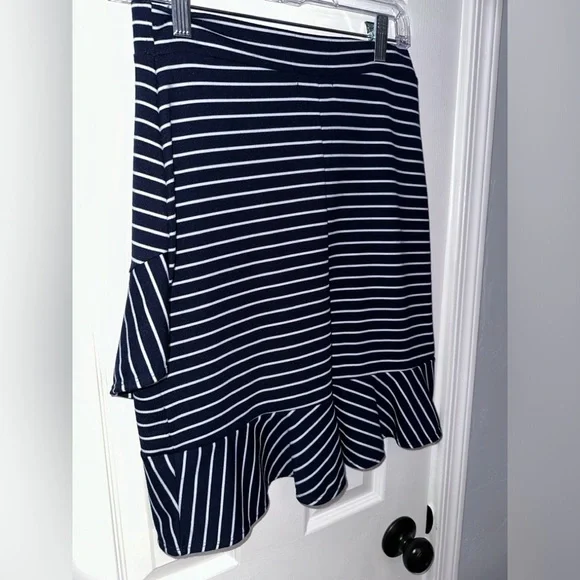 Popular Basics Black and White Striped Mini Skirt - Picture 7 of 7